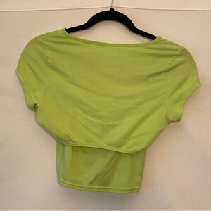 LA Hearts Cropped Lime Green Shirt